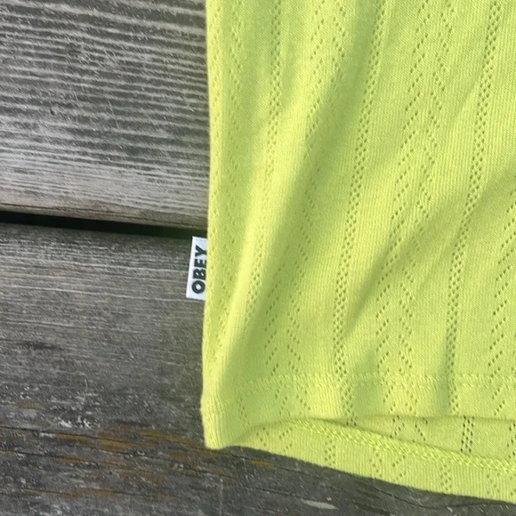 NWT OBEY Alina Pointelle Top, Size L Color Lime Urban Outfitters - Picture 13 of 16
